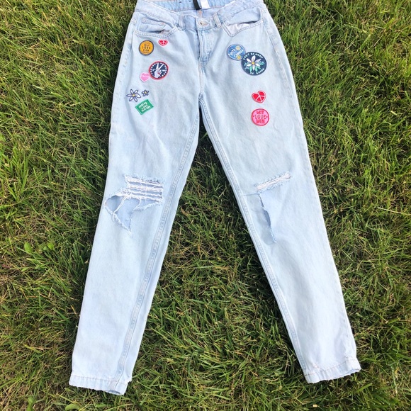 H&M Pants - Hippy Patch-Covered Jeans: